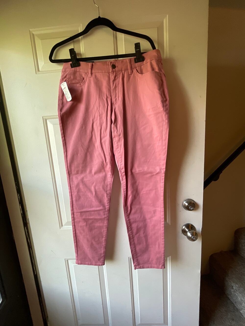 Women’s Chaps Slimming Fit Slim Leg Colored Denim Color Pink Size 10R 29 inseam